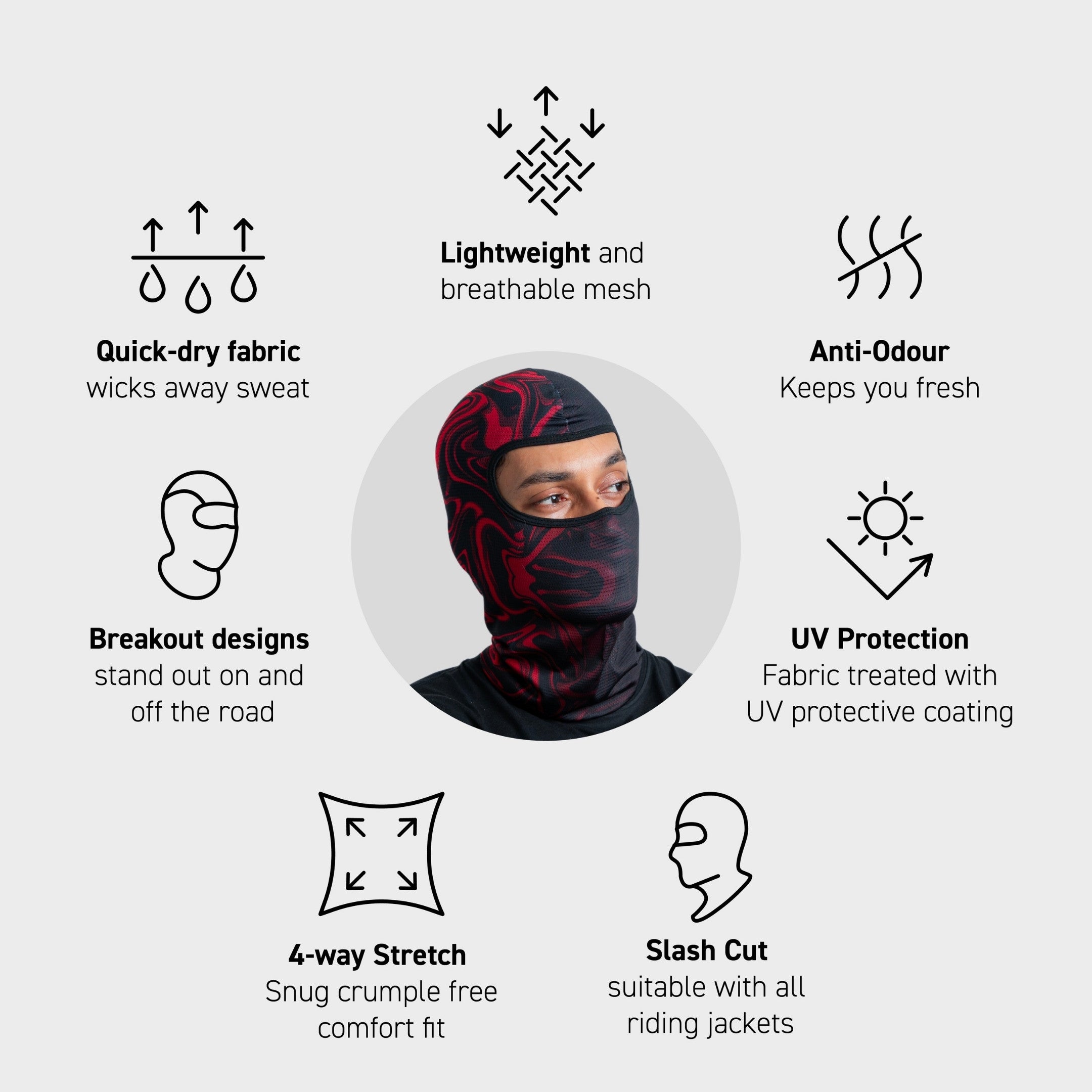 Red Heat Slash Cut Balaclava