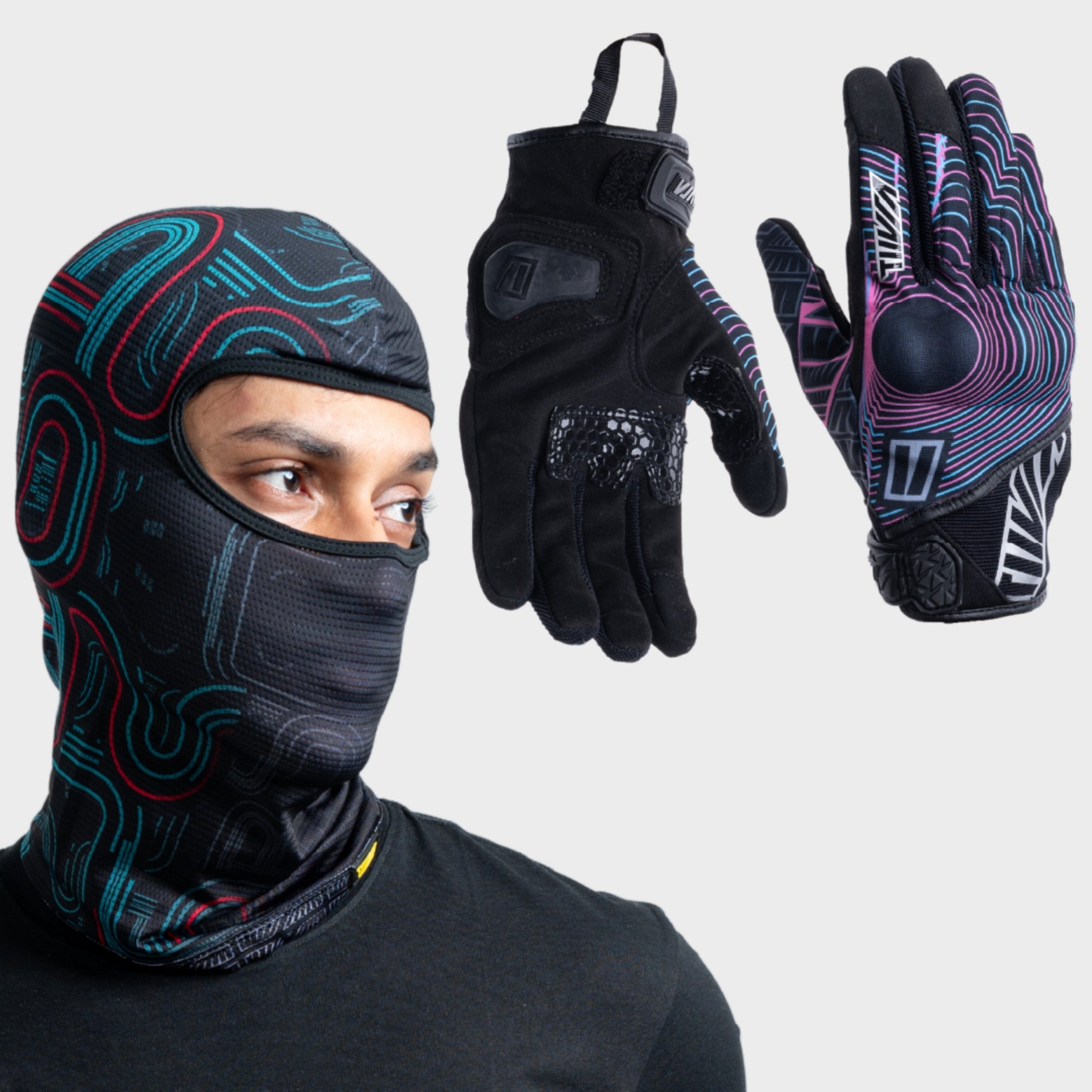 Prand Grix Slash Cut Balaclava + Street Gloves Nighthawk Combo