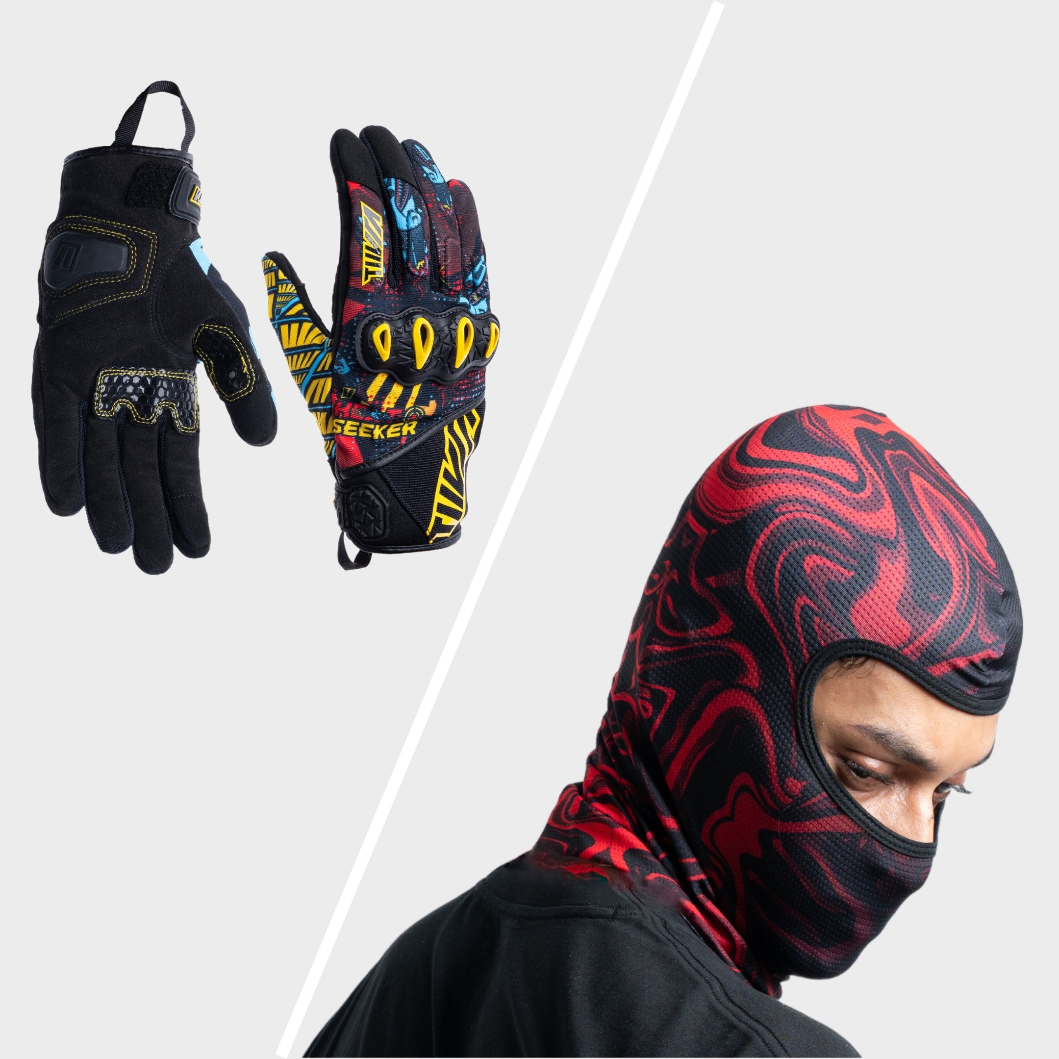 Street Gloves Heatseeker + Red Heat Balaclava Combo